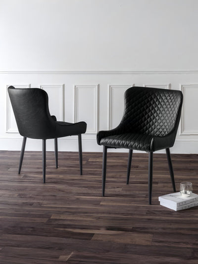 Luxe Faux Leather Dining Chairs Black (Set Of 2) – Julian Bowen, view 2