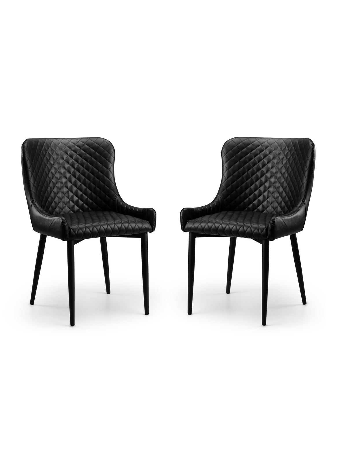 Luxe Faux Leather Dining Chairs Black (Set Of 2)