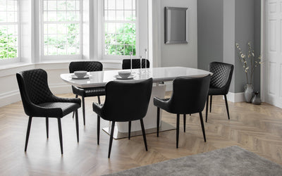 Luxe Faux Leather Dining Chairs Black (Set Of 2) – Julian Bowen, view 5