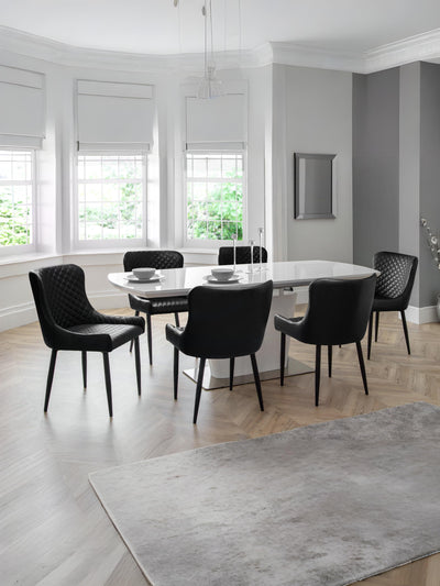 Luxe Faux Leather Dining Chairs Black (Set Of 2)