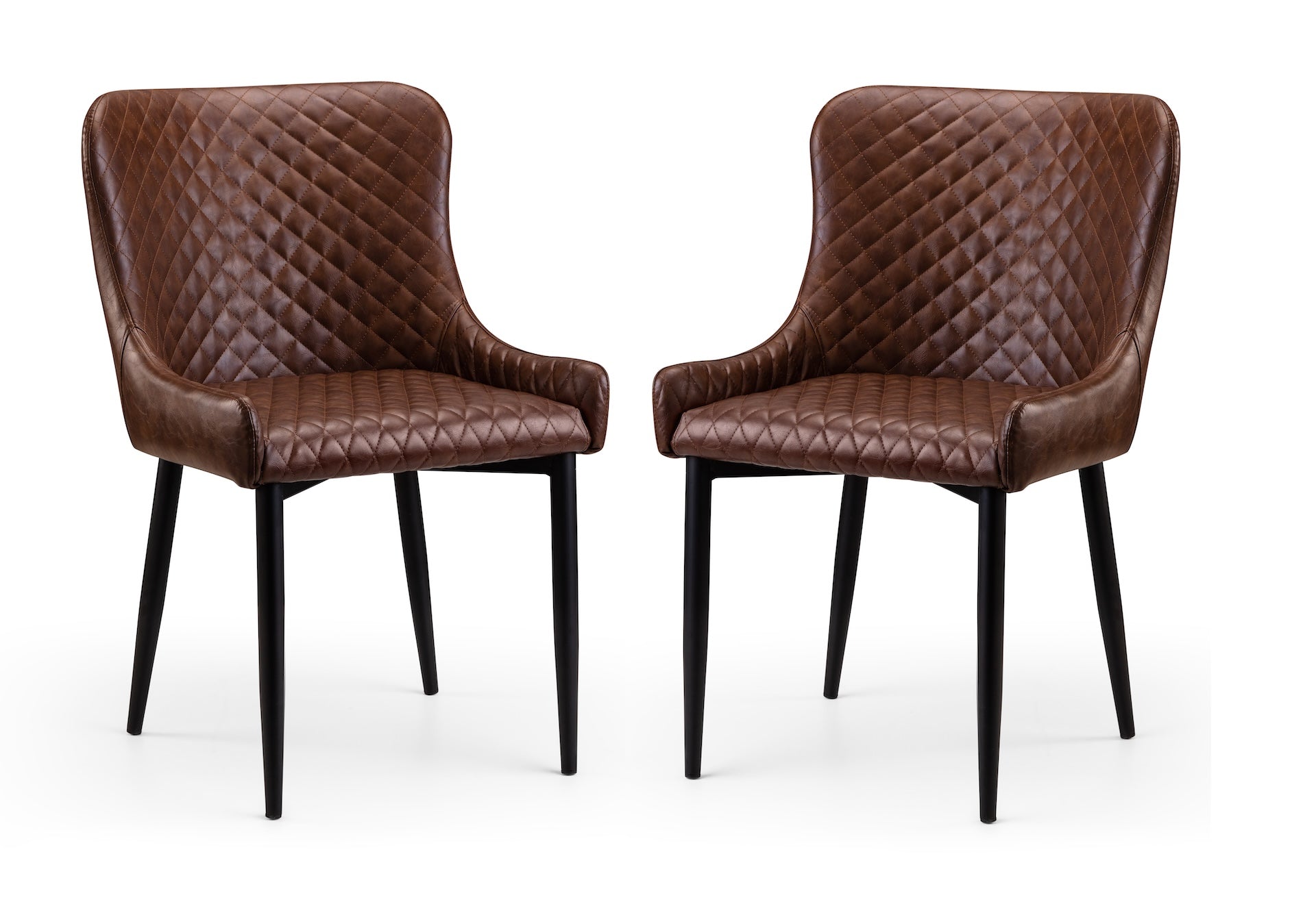 Luxe Faux Leather Dining Chairs Brown (Set Of 2) – Julian Bowen