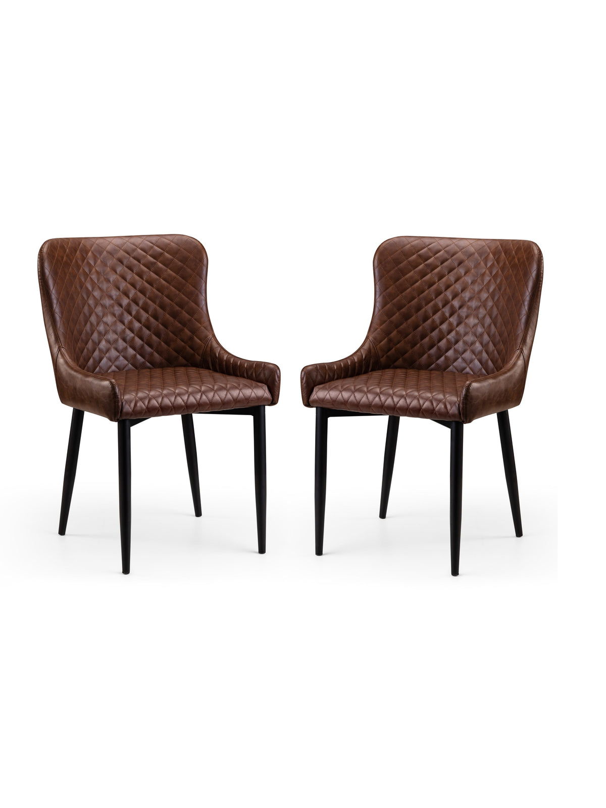 Luxe Faux Leather Dining Chairs Brown (Set Of 2)