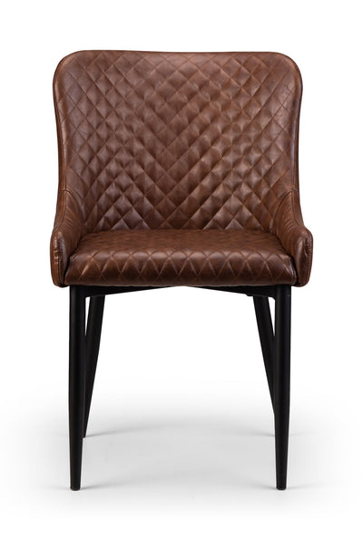 Luxe Faux Leather Dining Chairs Brown (Set Of 2) – Julian Bowen, view 4