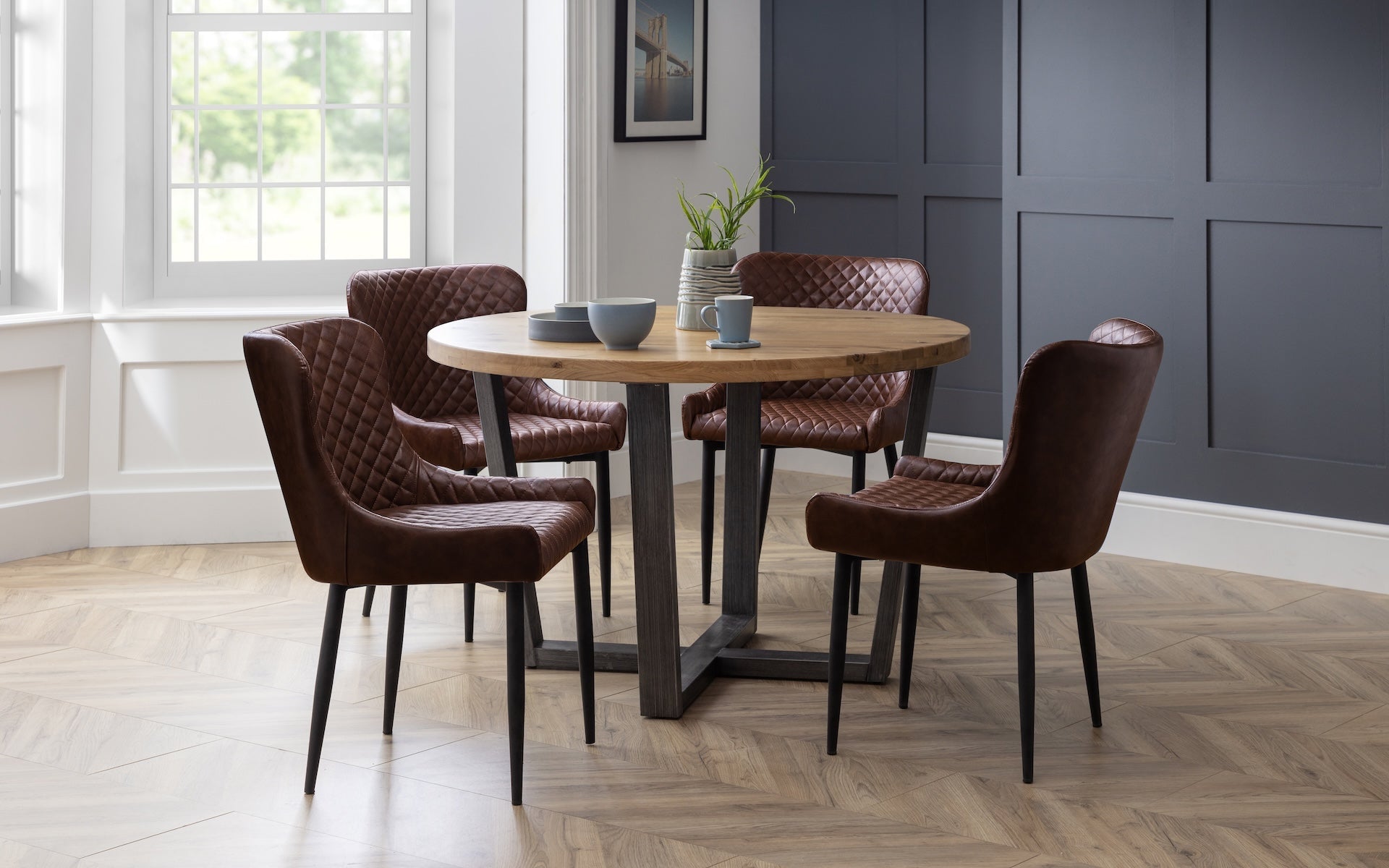 Luxe Faux Leather Dining Chairs Brown (Set Of 2) – Julian Bowen, view 5