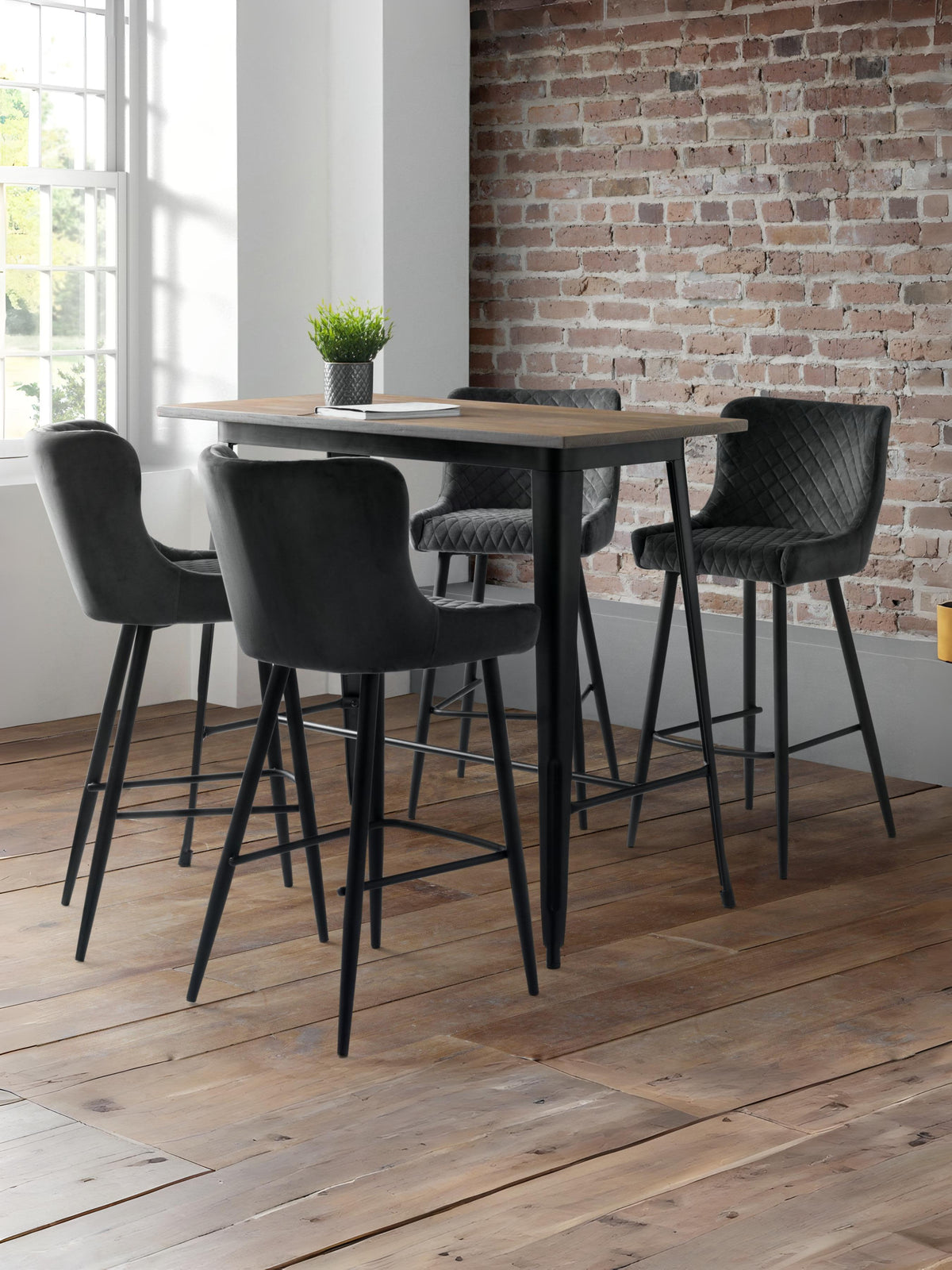 Luxe Velvet Bar Stool - Grey
