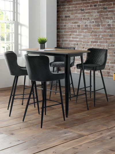 Luxe Velvet Bar Stool - Grey