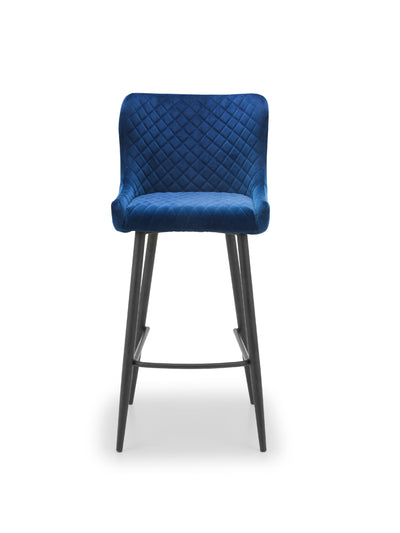 Luxe Velvet Bar Stool - Blue