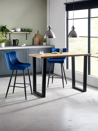 Luxe Velvet Bar Stool - Blue