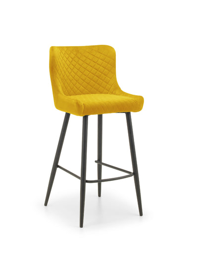 Luxe Velvet Bar Stool - Mustard