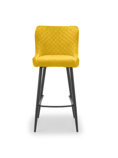 Luxe Velvet Bar Stool - Mustard