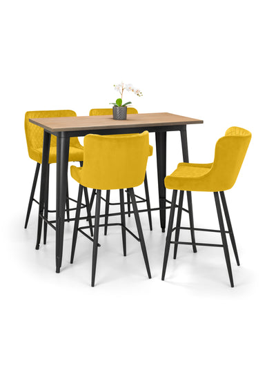 Luxe Velvet Bar Stool - Mustard