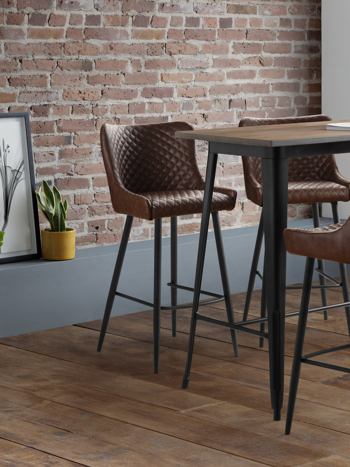 Luxe Faux Leather Barstool - Brown