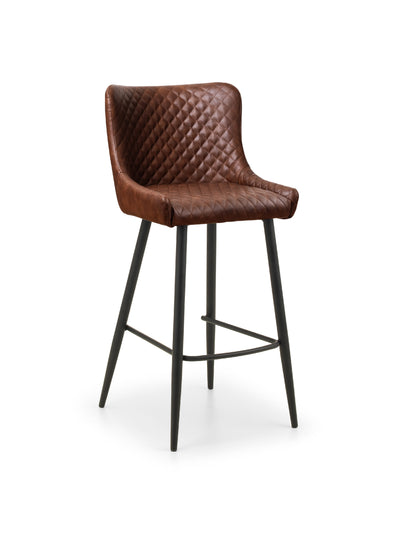 Luxe Faux Leather Barstool - Brown