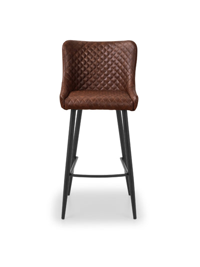 Luxe Faux Leather Barstool - Brown