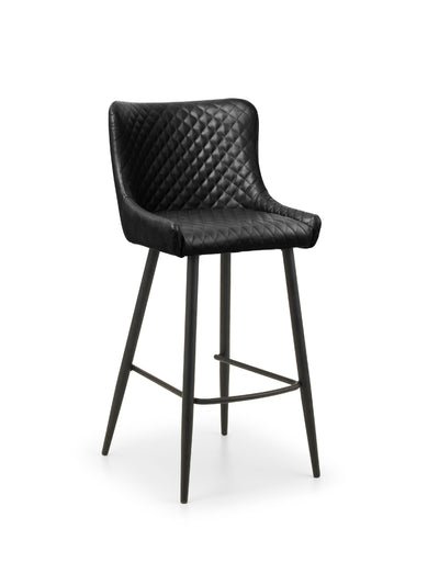Luxe Faux Leather Barstool - Black
