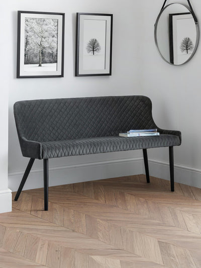 Luxe High Back Bench - Grey – Julian Bowen, view 2