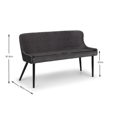Luxe High Back Bench - Grey – Julian Bowen, view 4