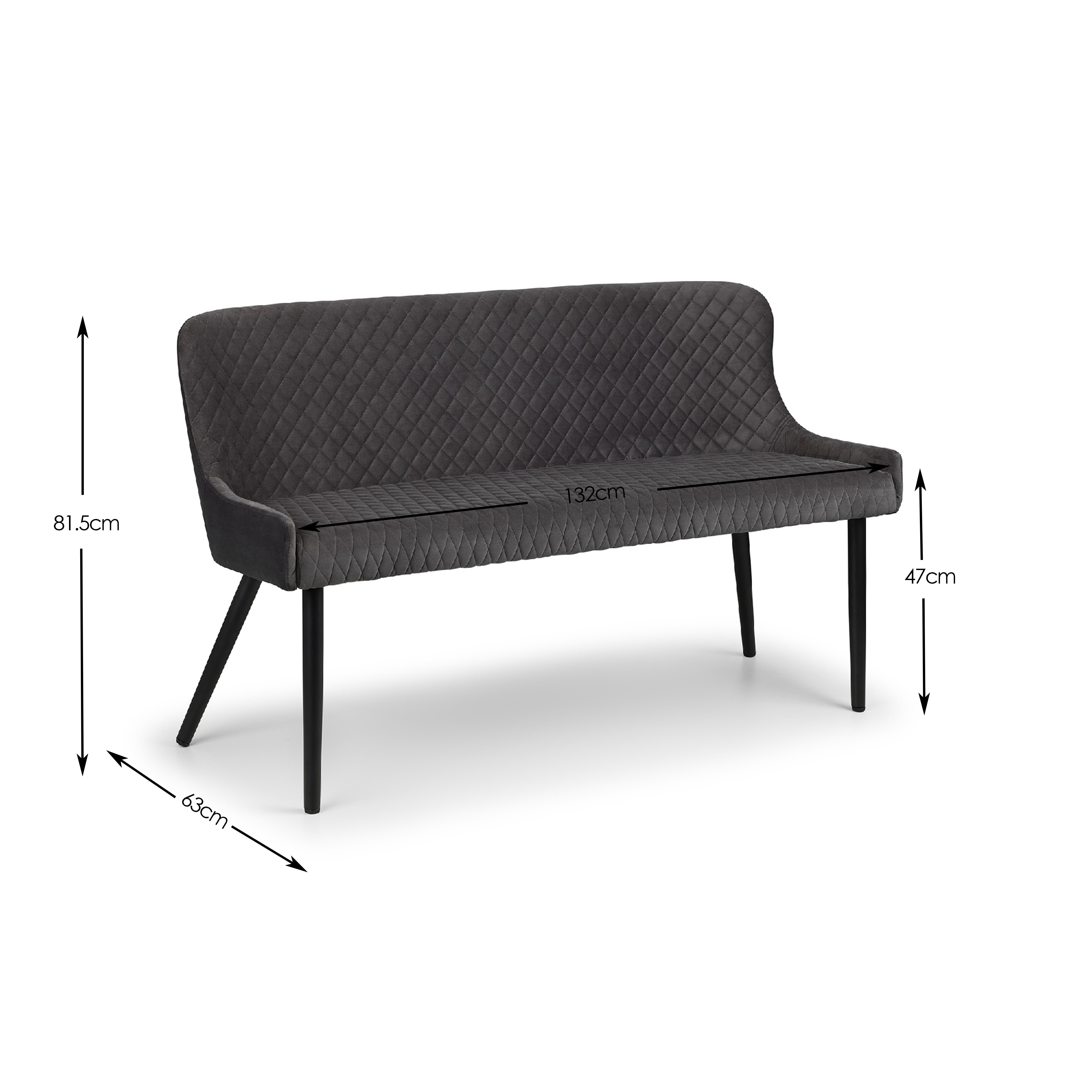 Luxe High Back Bench - Grey – Julian Bowen, view 4
