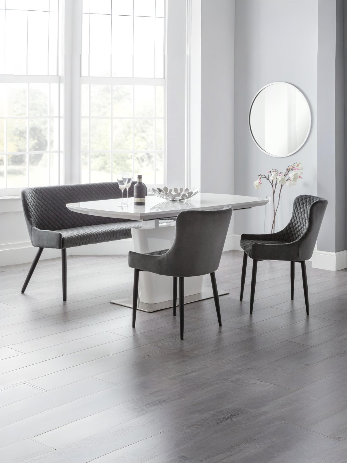 Luxe High Back Bench - Grey