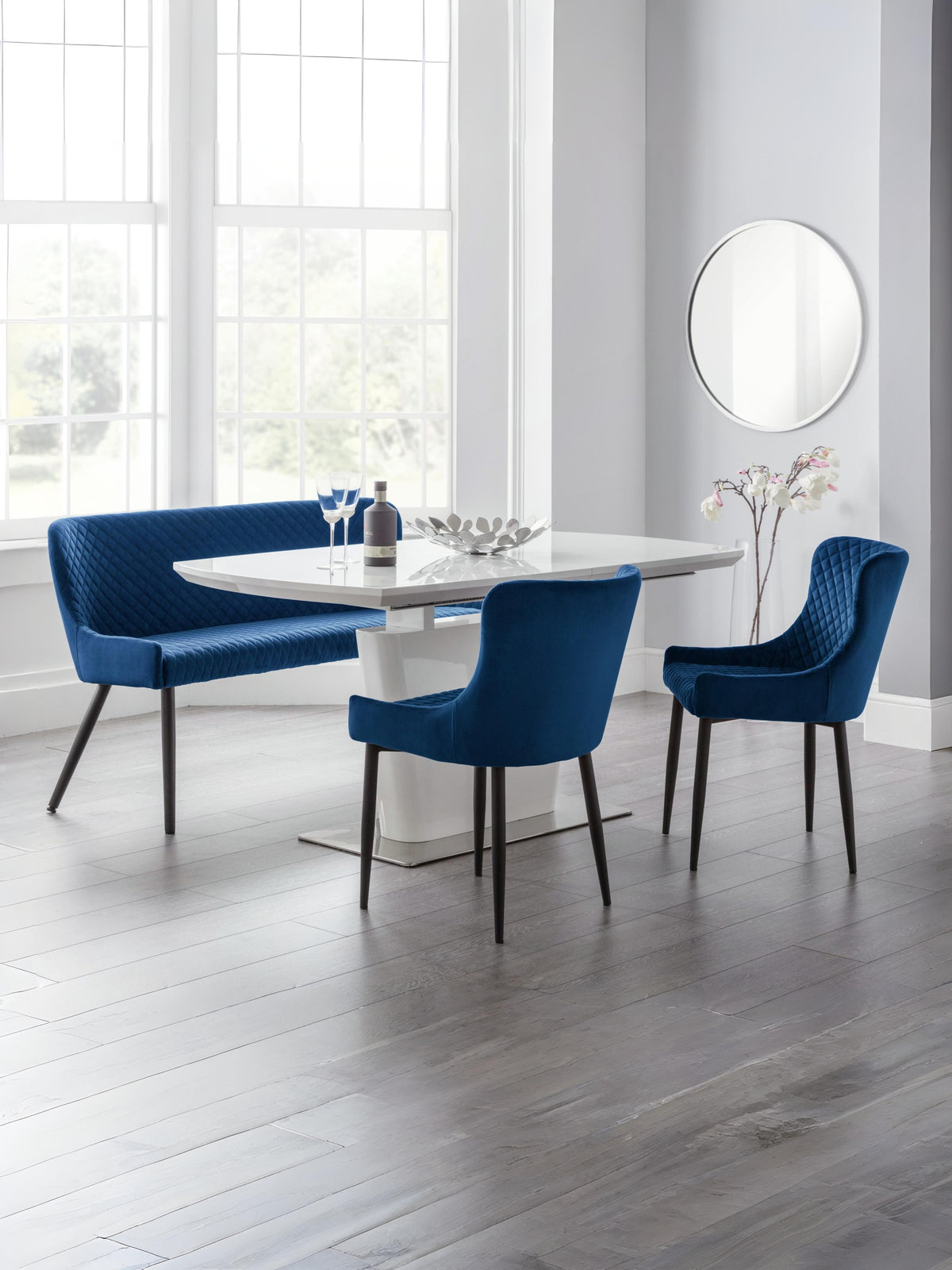 Luxe High Back Bench - Blue