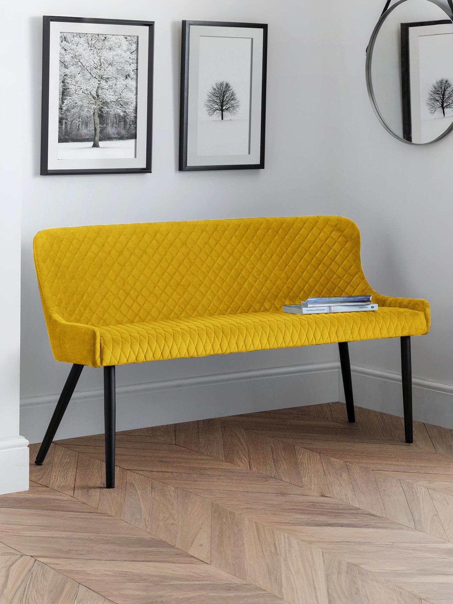 Luxe High Back Bench - Mustard – Julian Bowen, view 2