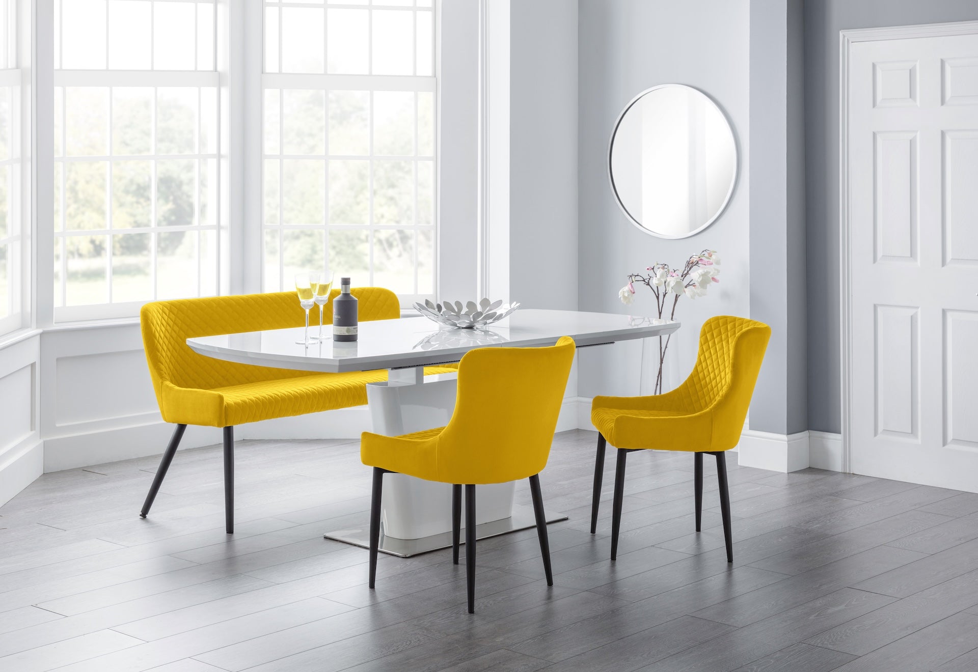 Luxe High Back Bench - Mustard – Julian Bowen, view 7