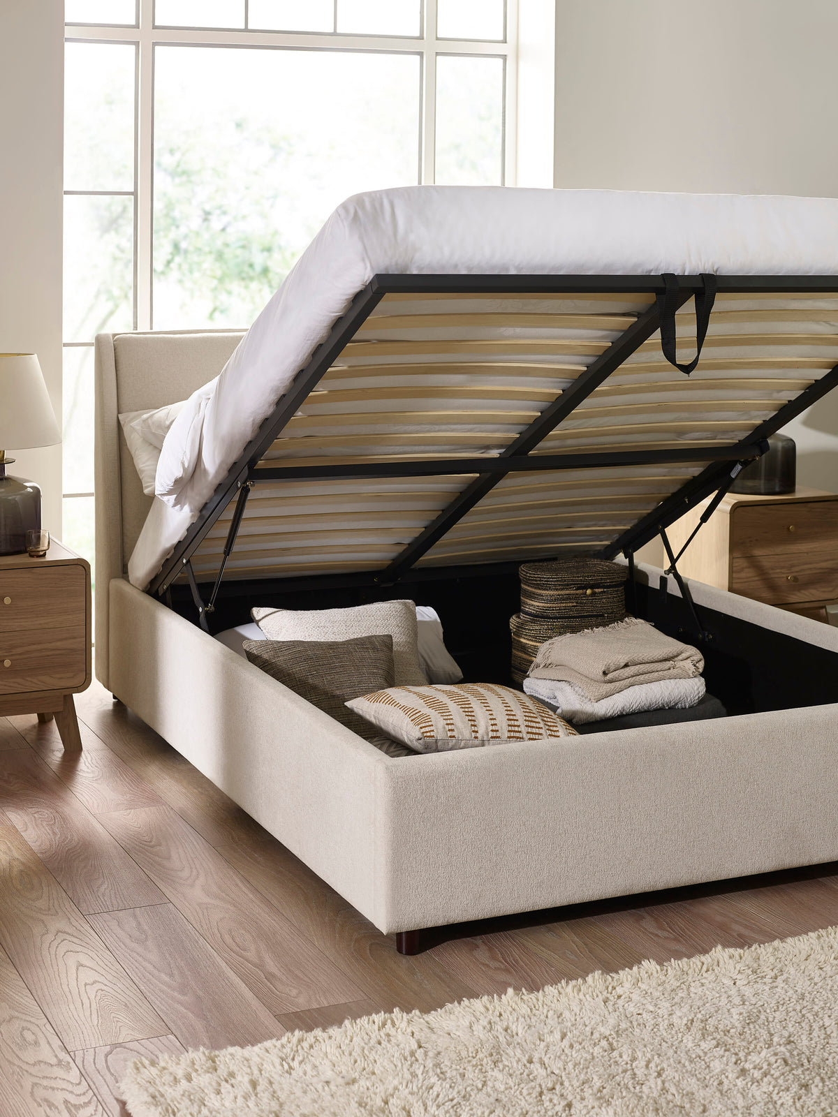 Maddock Ottoman Storage Bed - Beige