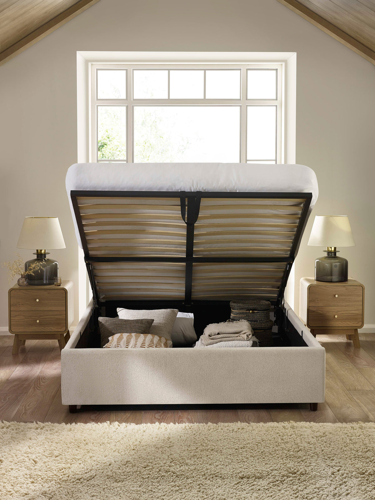 Maddock Ottoman Storage Bed - Beige
