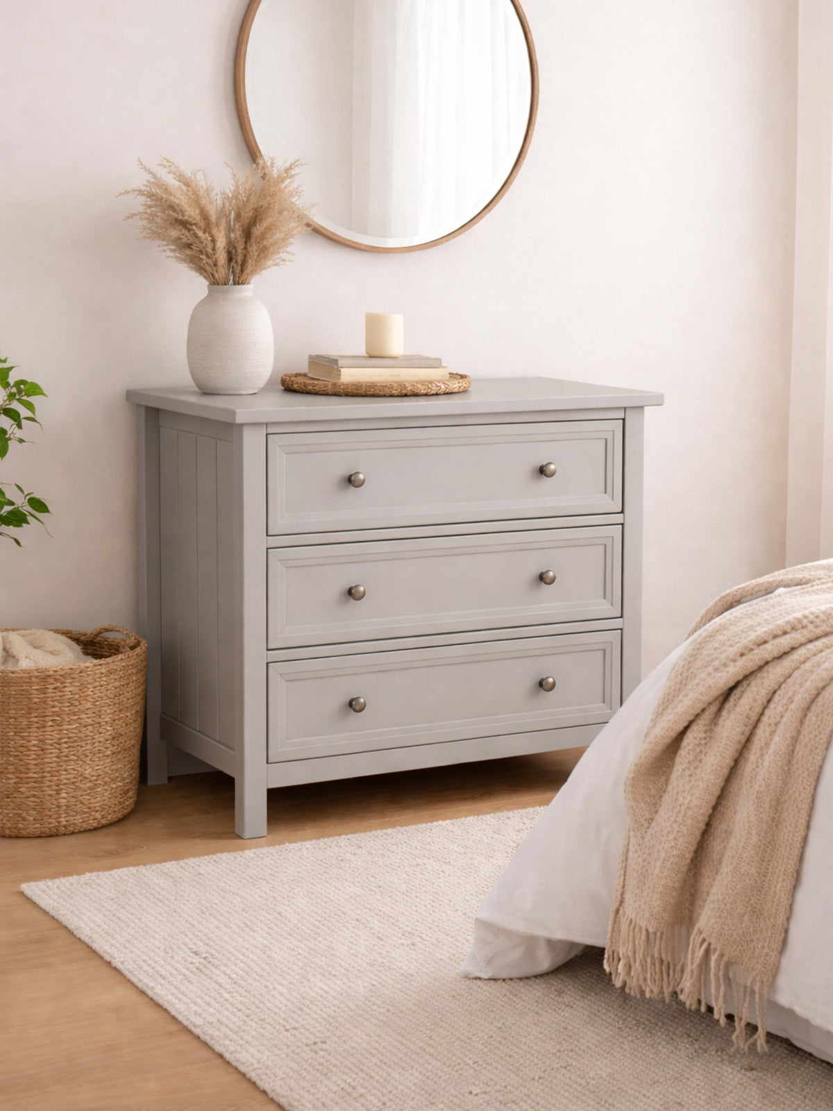 Maine 3 Drawer Chest- Dove Grey