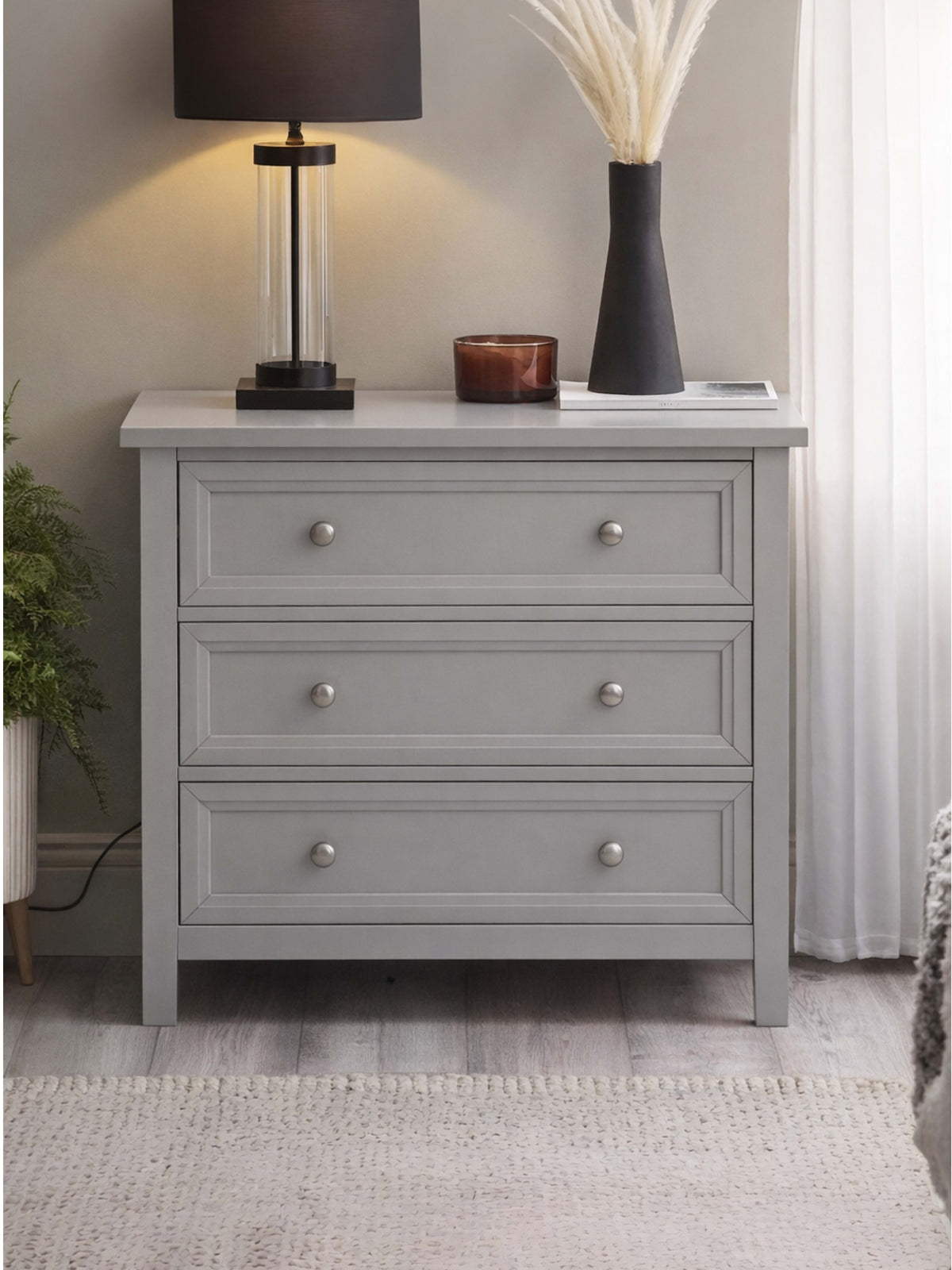 Maine 3 Drawer Chest- Dove Grey