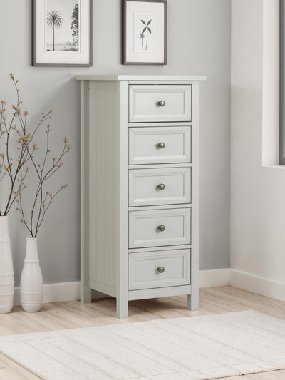 Maine 5 Drawer Tall Chest- Dove Grey