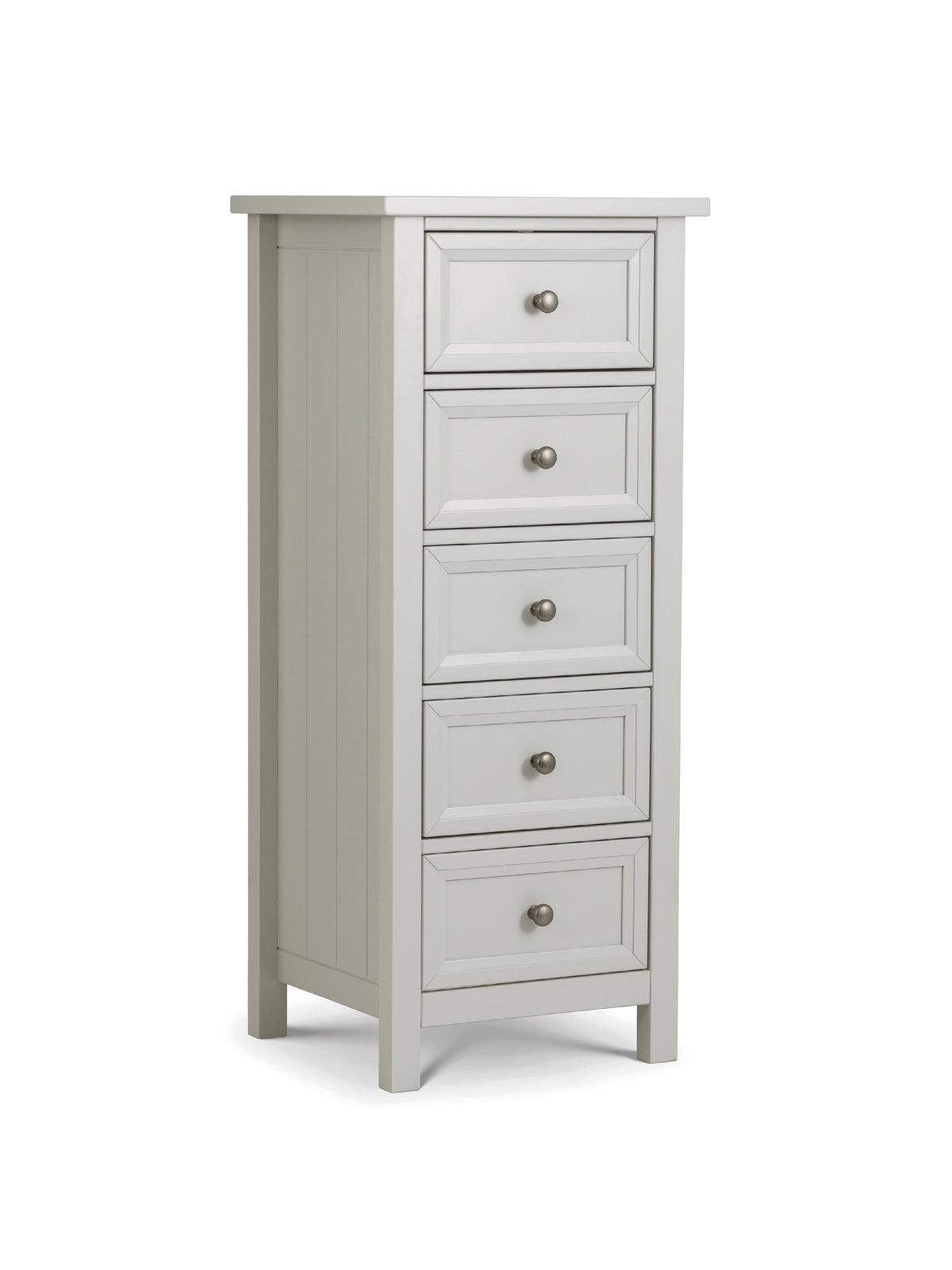 Maine 5 Drawer Tall Chest- Dove Grey