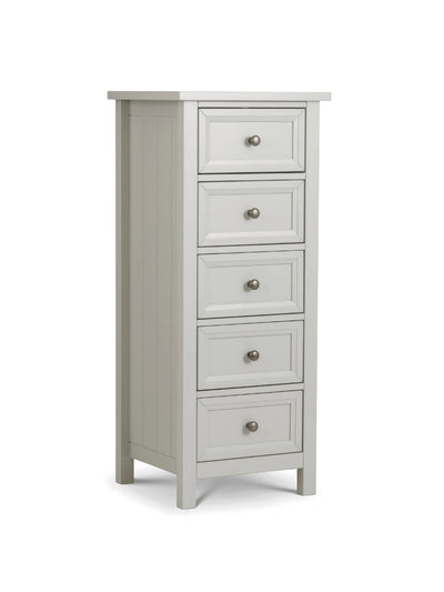 Maine 5 Drawer Tall Chest- Dove Grey