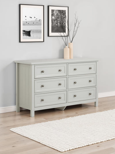 Maine 6 Drawer Wide Chest- Dove Grey