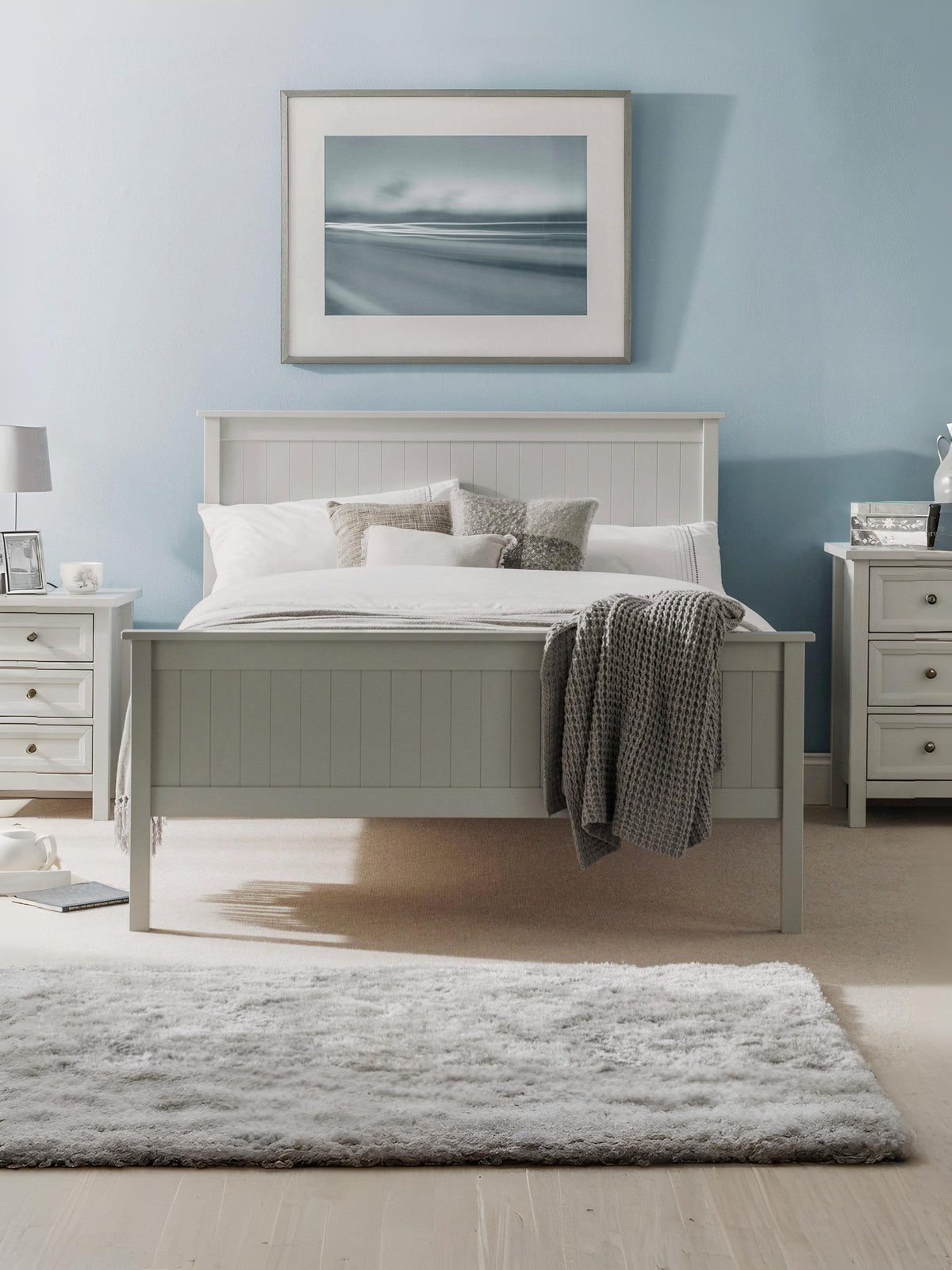 Maine Wooden Bed - Dove Grey