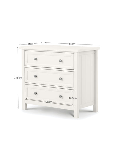 Maine 3 Drawer Chest - Surf White