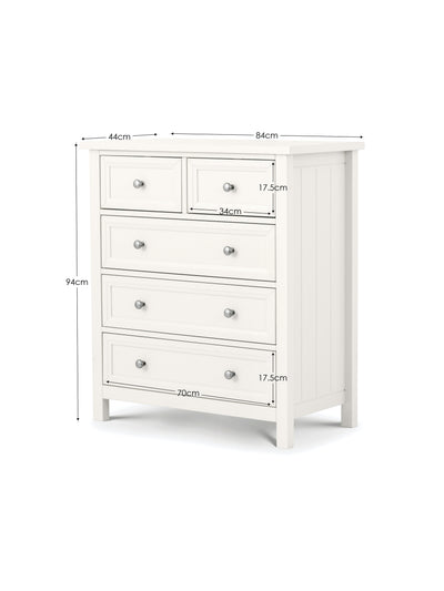 Maine 3+2 Drawer Chest - Surf White