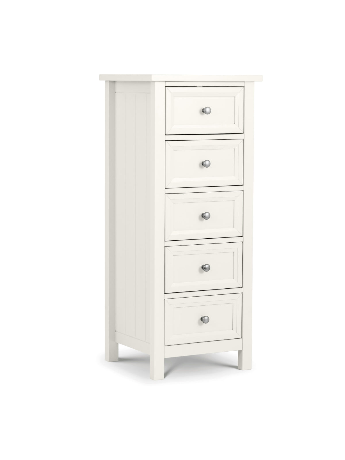 Maine 5 Drawer Tall Chest - Surf White