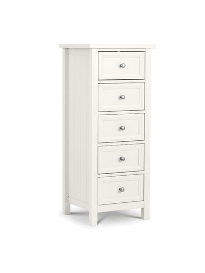 Maine 5 Drawer Tall Chest - Surf White