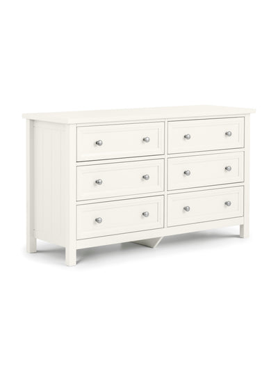 Maine 6 Drawer Wide Chest - Surf White