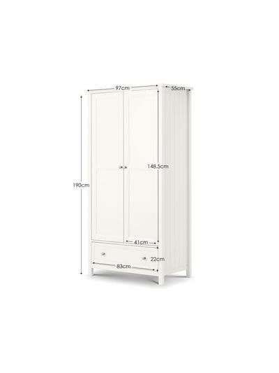 Maine 2 Door Combination Wardrobe - Surf White