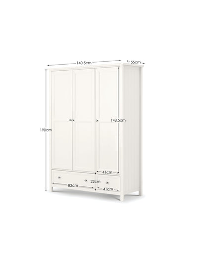 Maine 3 Door Combination Wardrobe - Surf White
