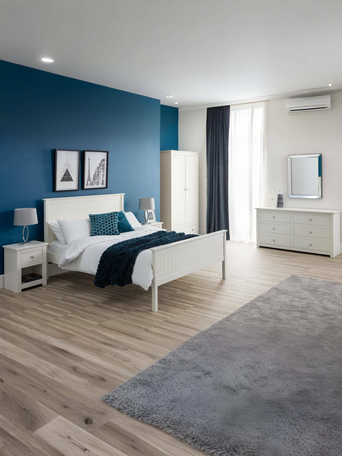 Maine Wooden Bed - Surf White