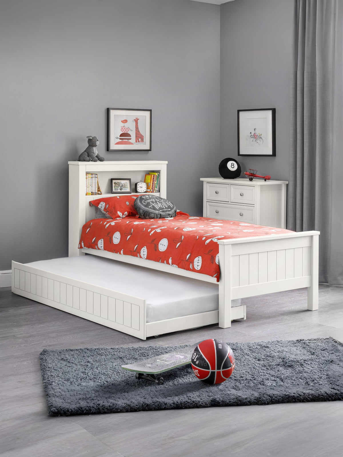 Maine Bookcase Bed Surf White