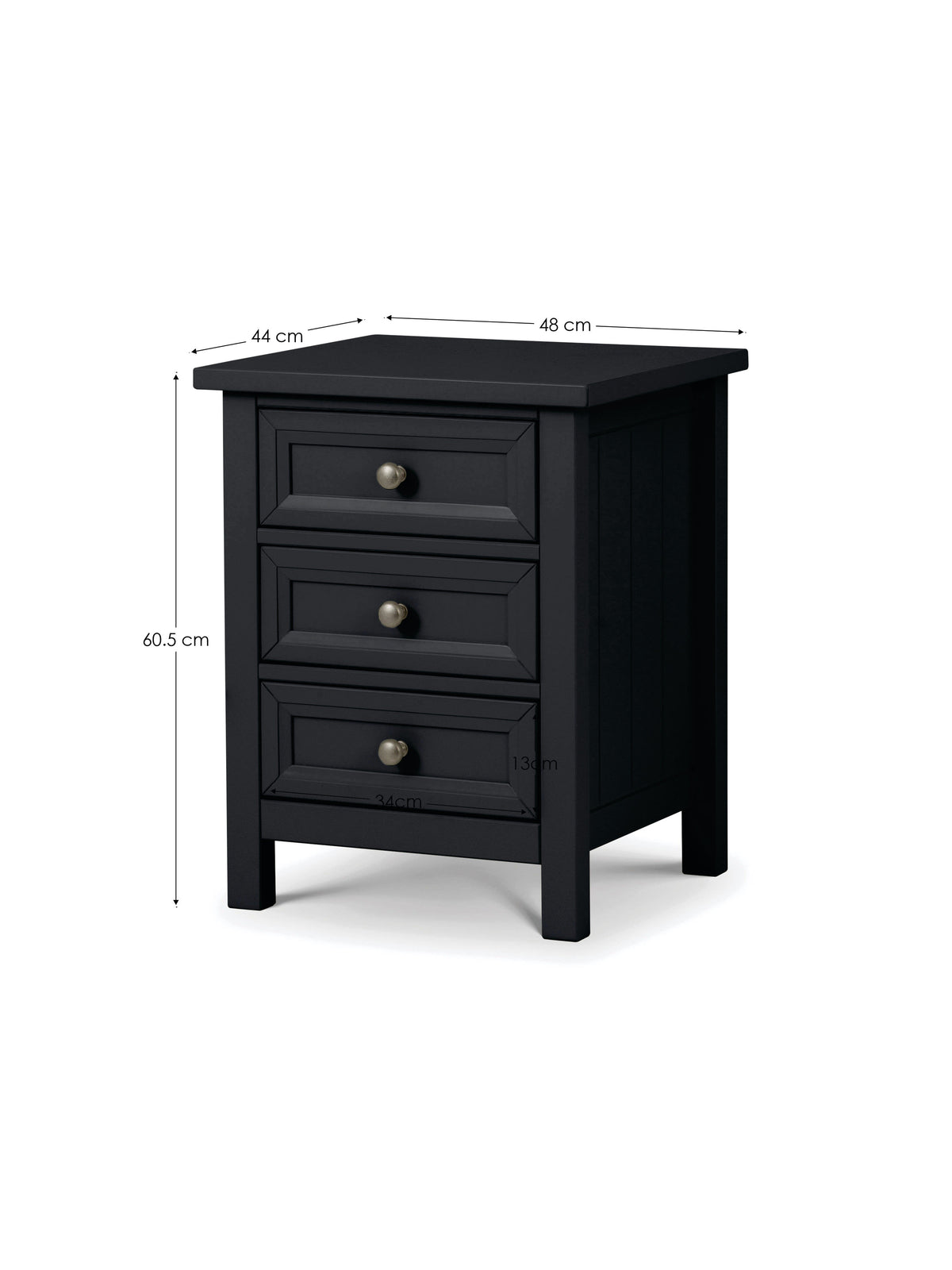 Maine 3 Drawer Bedside - Anthracite