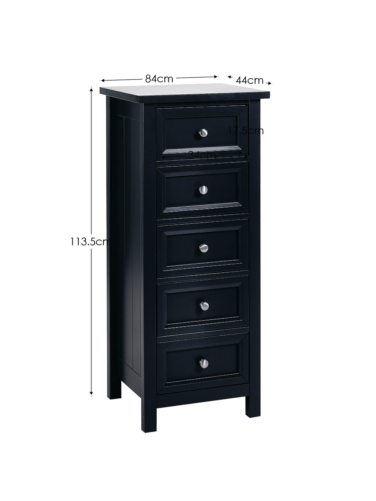 Maine 5 Drawer Tall Chest - Anthracite