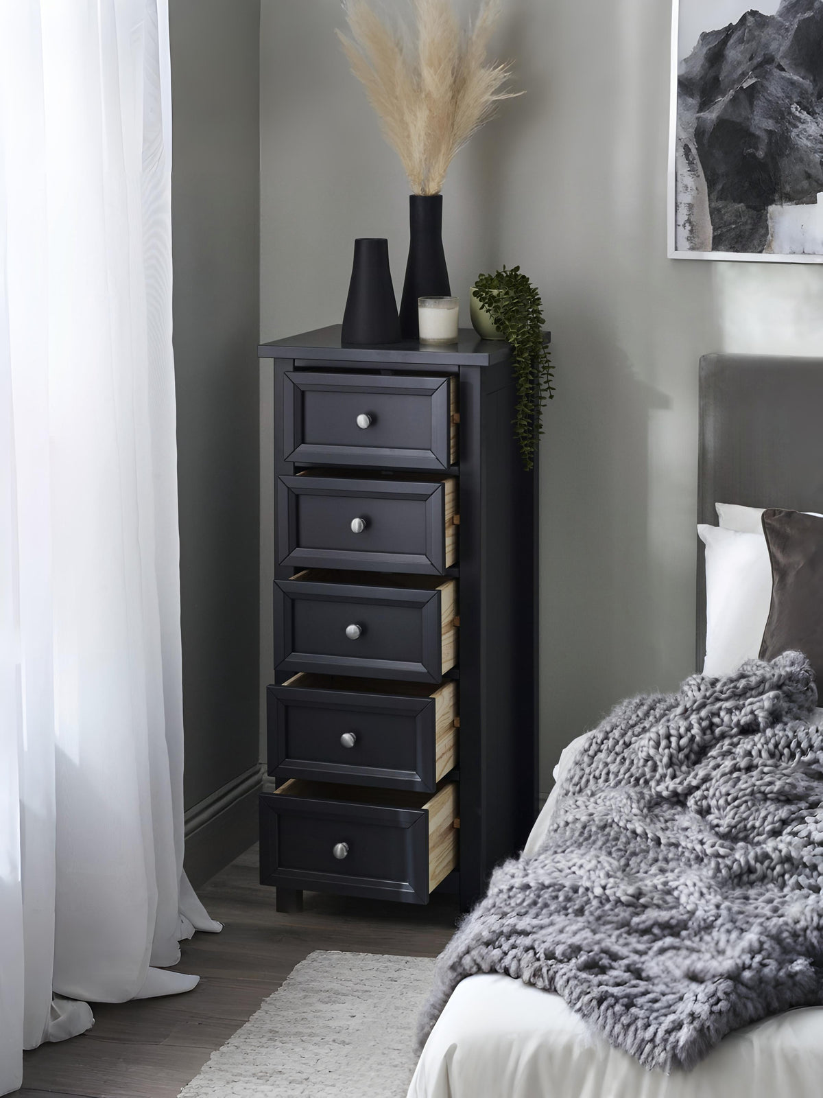 Maine 5 Drawer Tall Chest - Anthracite