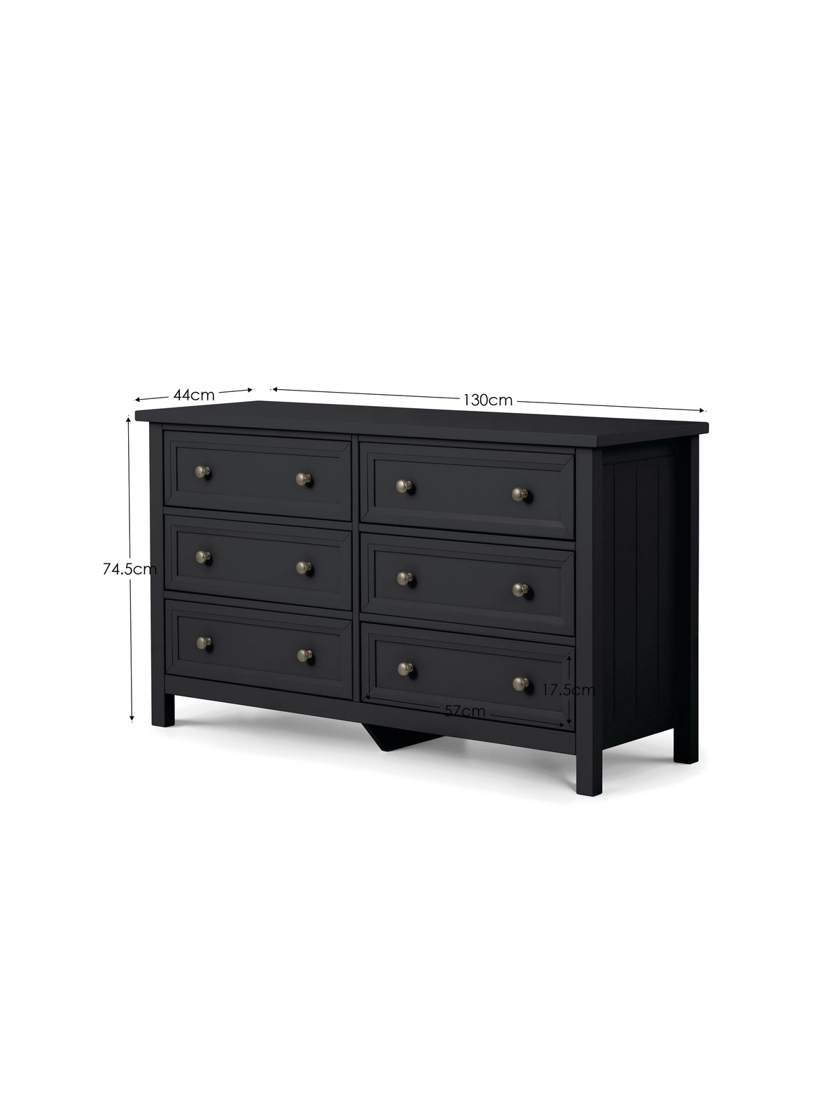 Maine 6 Drawer Wide Chest - Anthracite