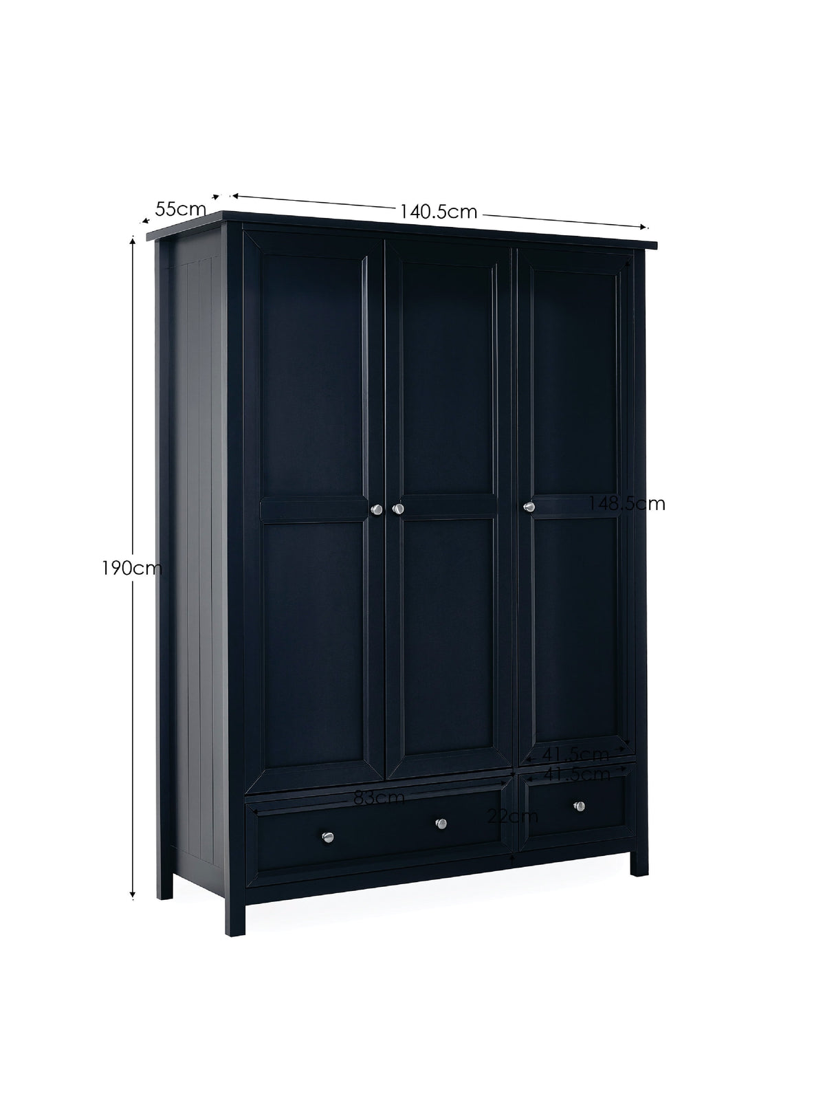 Maine 3 Door Combination Wardrobe - Anthracite
