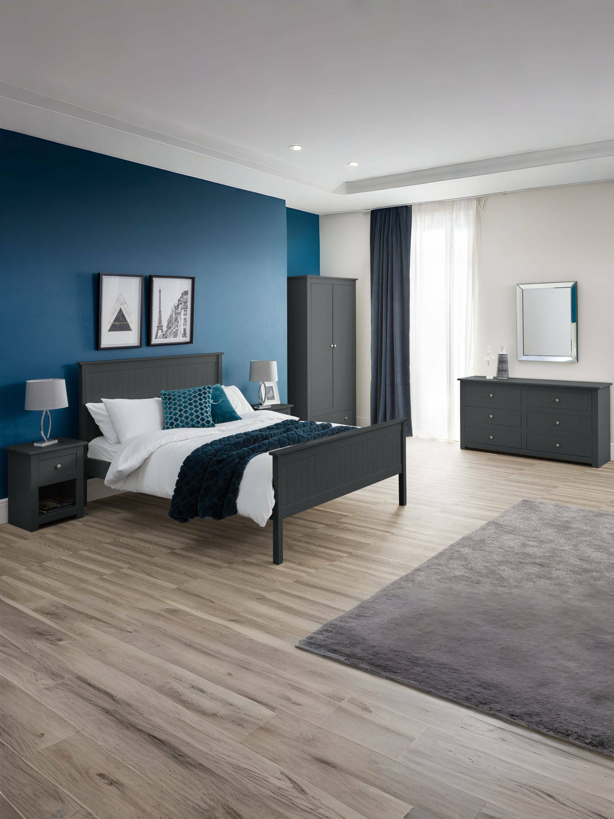 Maine Wooden Bed - Anthracite